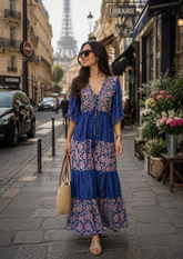 Boho Printed Embroidery Hand Work Butterfly sleeves maxi dress in Boheme Royale (Copy)