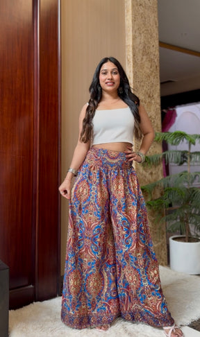 Ruched Belt Boho Printed Trouser