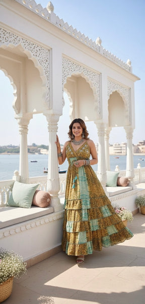 Double Drama Boho Maxi Dress - Blue