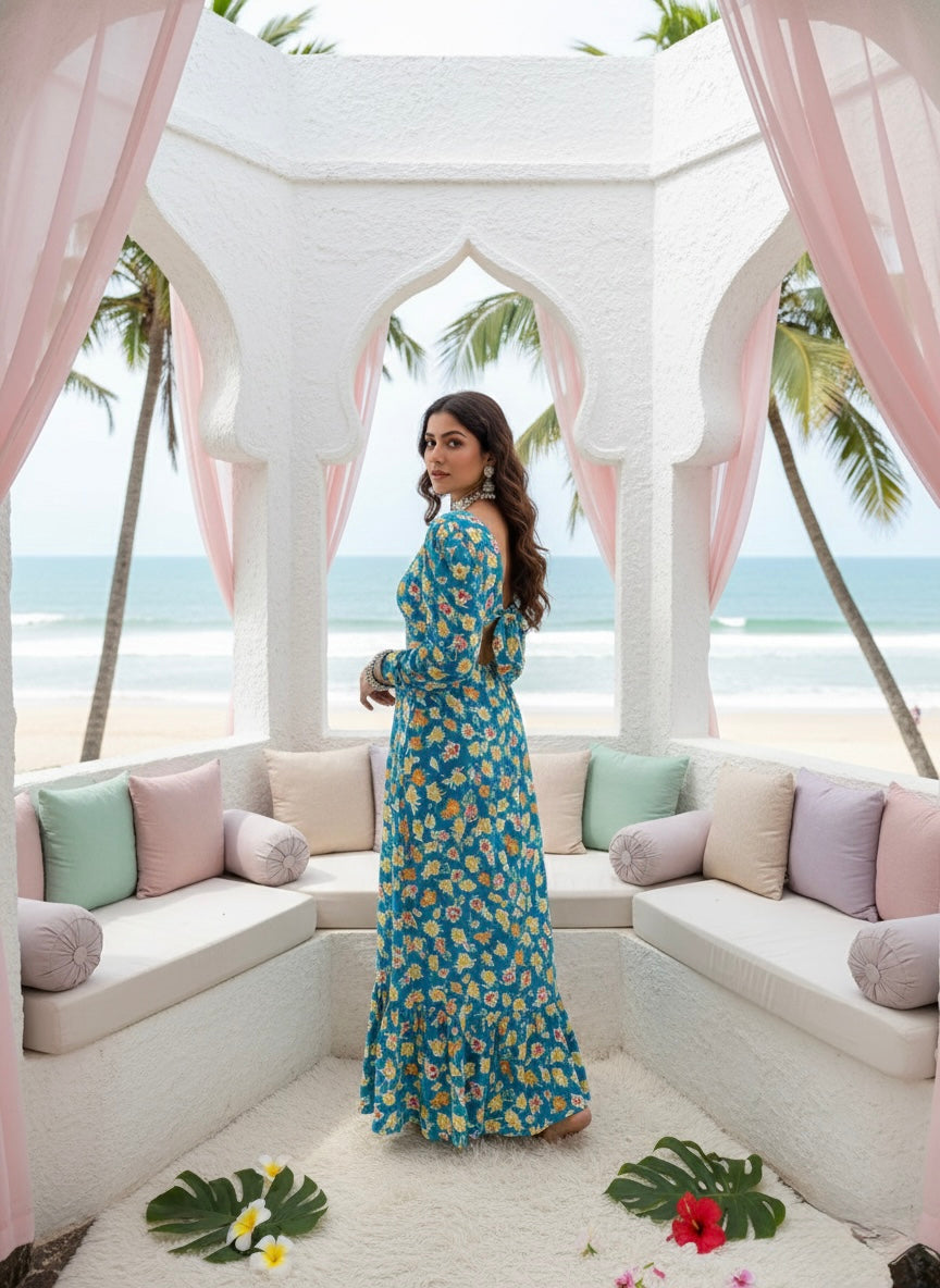 ⬆️Rising - Seaside Chic Tie Back Cotton Long Dress