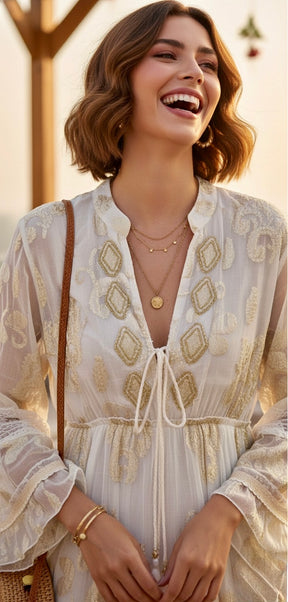 Ivory Luxe Embroidered Maxi