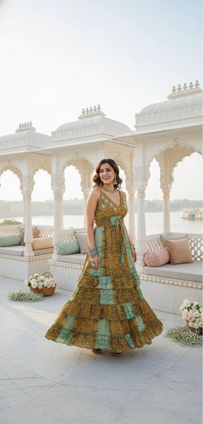 Double Drama Boho Maxi Dress - Blue