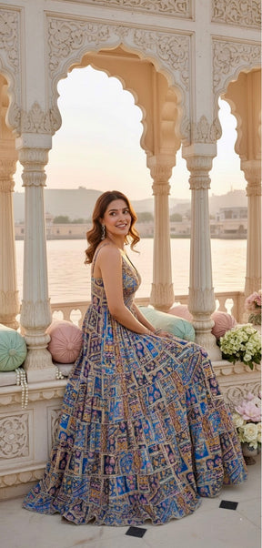 Ocean Muse Boho Maxi Dress - Blue