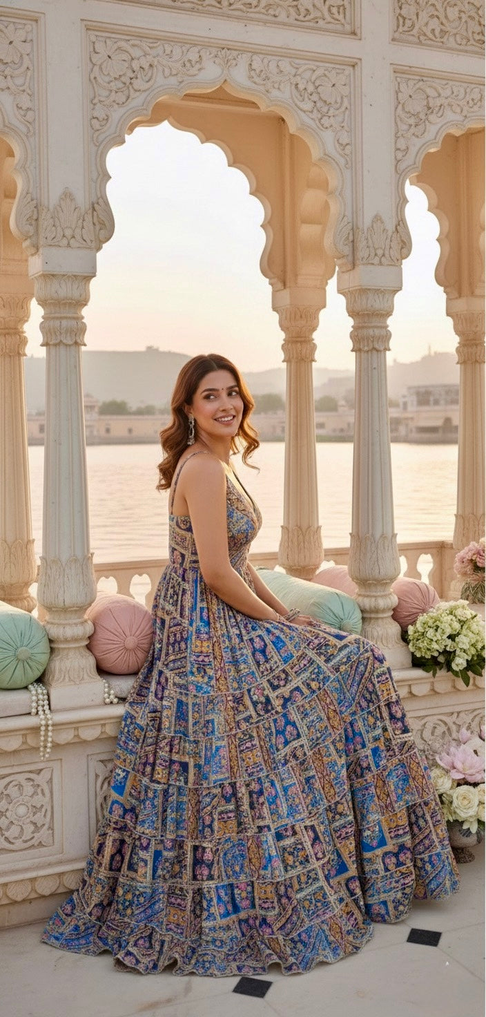 Ocean Muse Boho Maxi Dress - Blue