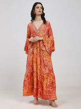 Ruffle Sleeves Boho Maxi Dress- Tangerine Light