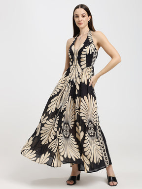 Printed Cotton Maxi Dress in Desert Bloom