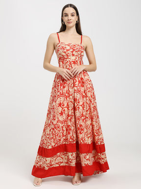 Vintage Flame Cotton Maxi Dress