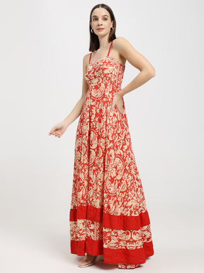Vintage Flame Cotton Maxi Dress
