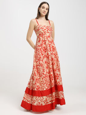 Vintage Flame Cotton Maxi Dress