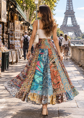 🔥Trending- Patch Work Boho Printed Skirt (Assorted prints)