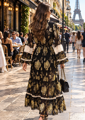 ✨Jaquard Embroidered Maxi Dress Royal Bohemia