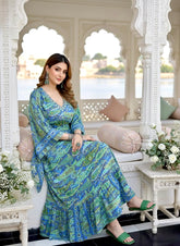 ⬆️Rising - Embroidery Neckline Boho Printed Maxi Dress