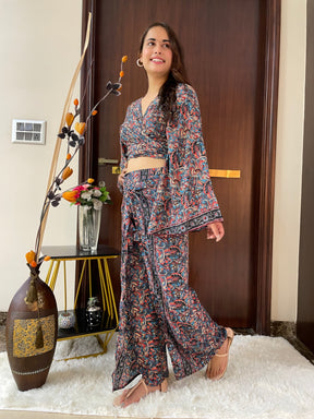 Boho Printed Wrap  Top - Multicolor