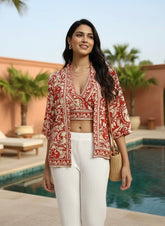 Kimono and Halter Set Crimson Cloud