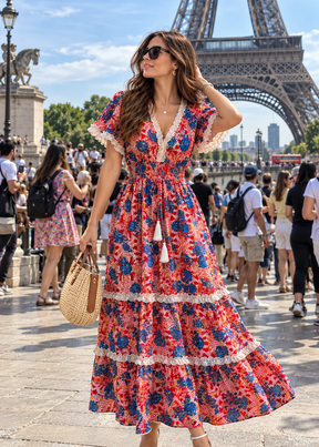 🥀Rayon Lurex Boho Printed Maxi Dress in Wildflower Amour 🪷