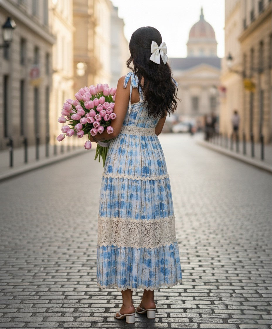 Tie-Dye  Ocean Whisper Boho Maxi Dress
