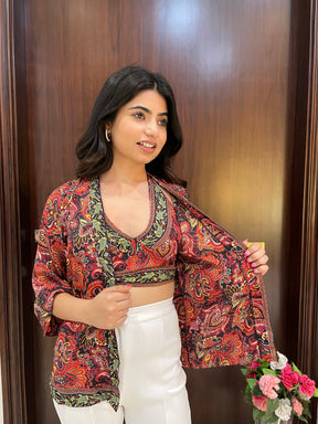 Kimono and Halter Set In Red and Green