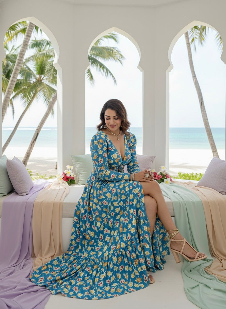 ⬆️Rising - Seaside Chic Tie Back Cotton Long Dress