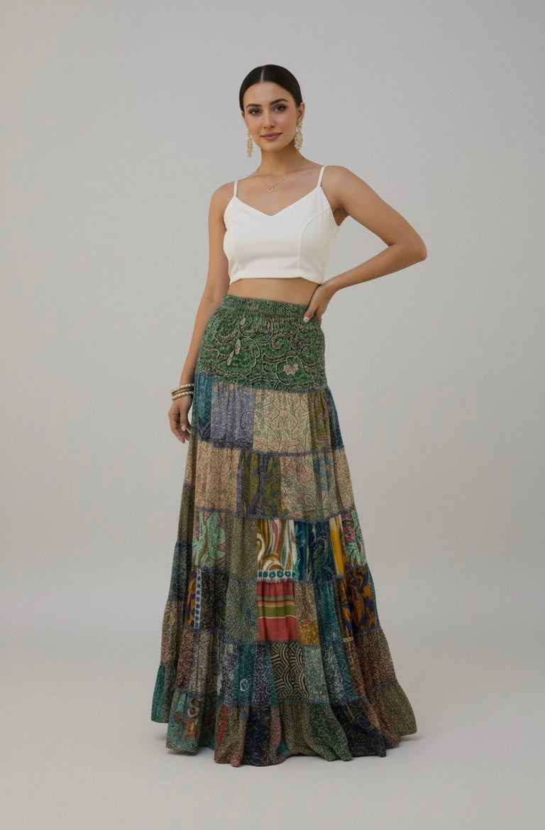 Patch Work Boho Printed Skirt (Assorted prints)