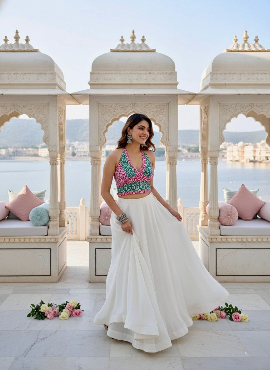 🔥Trending - Boho Printed Halter Top  in Pink