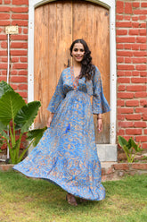 Long embroidery featured cross back boho maxi dress- Smisingbee