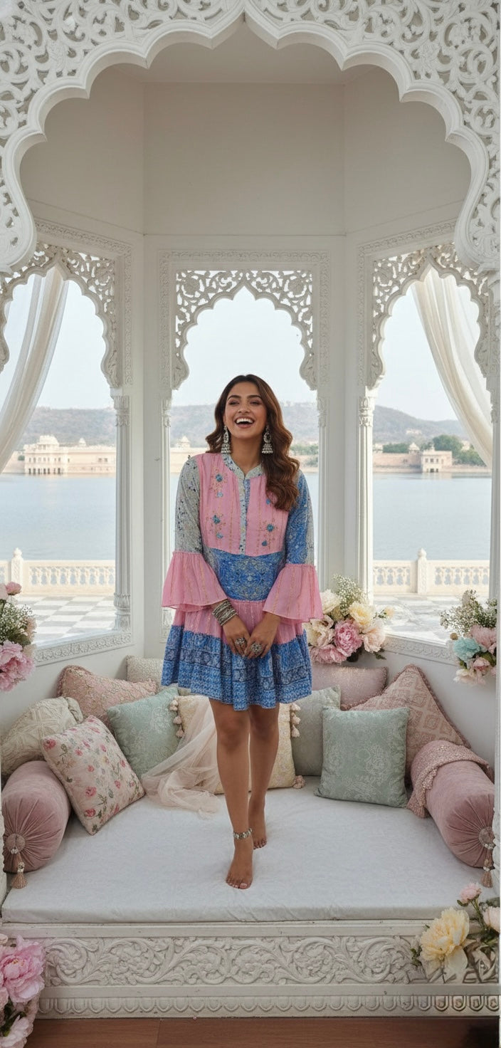 Boho Romance Two Tone Short Dress