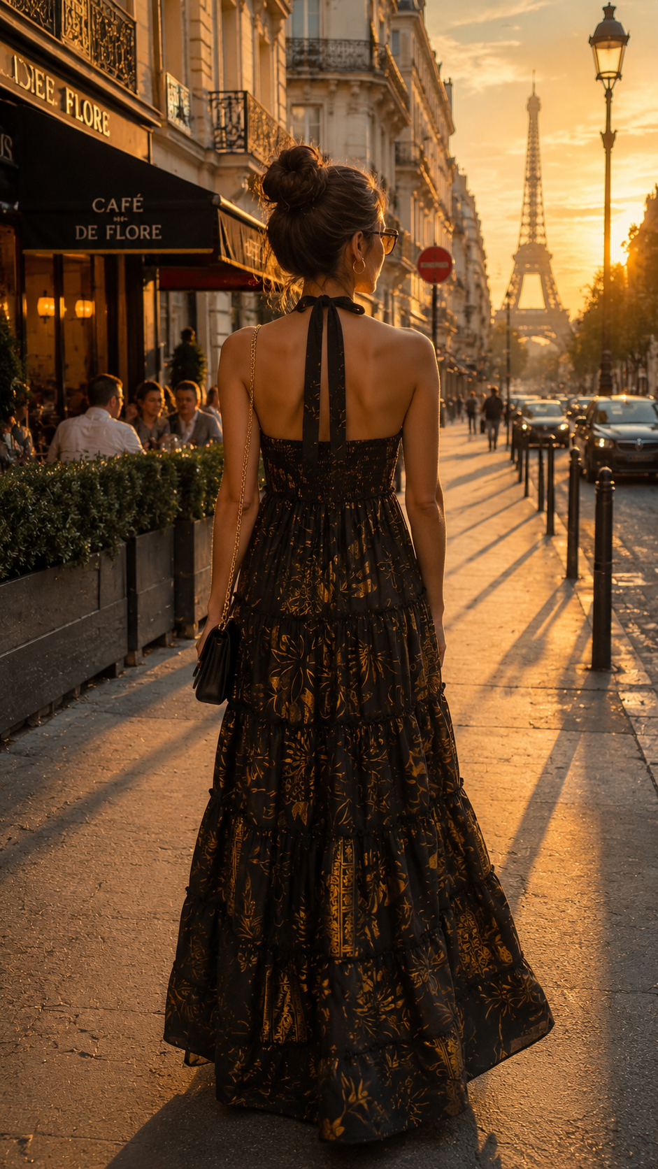 Halter Neck Multi Panel Boho printed Maxi Dress in  ✨ Golden Mirage