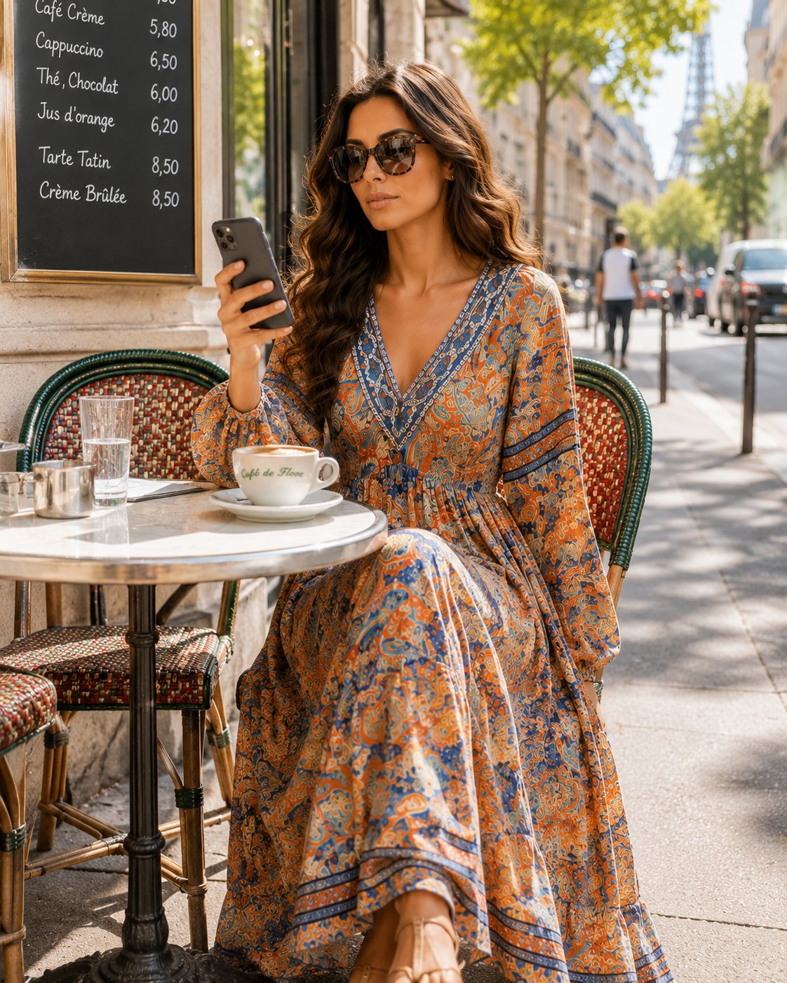 Ruffle Sleeves Boho Maxi Dress- Sunset Paisley Ruffle Sleeves Boho Maxi Dress- Sunset Paisley