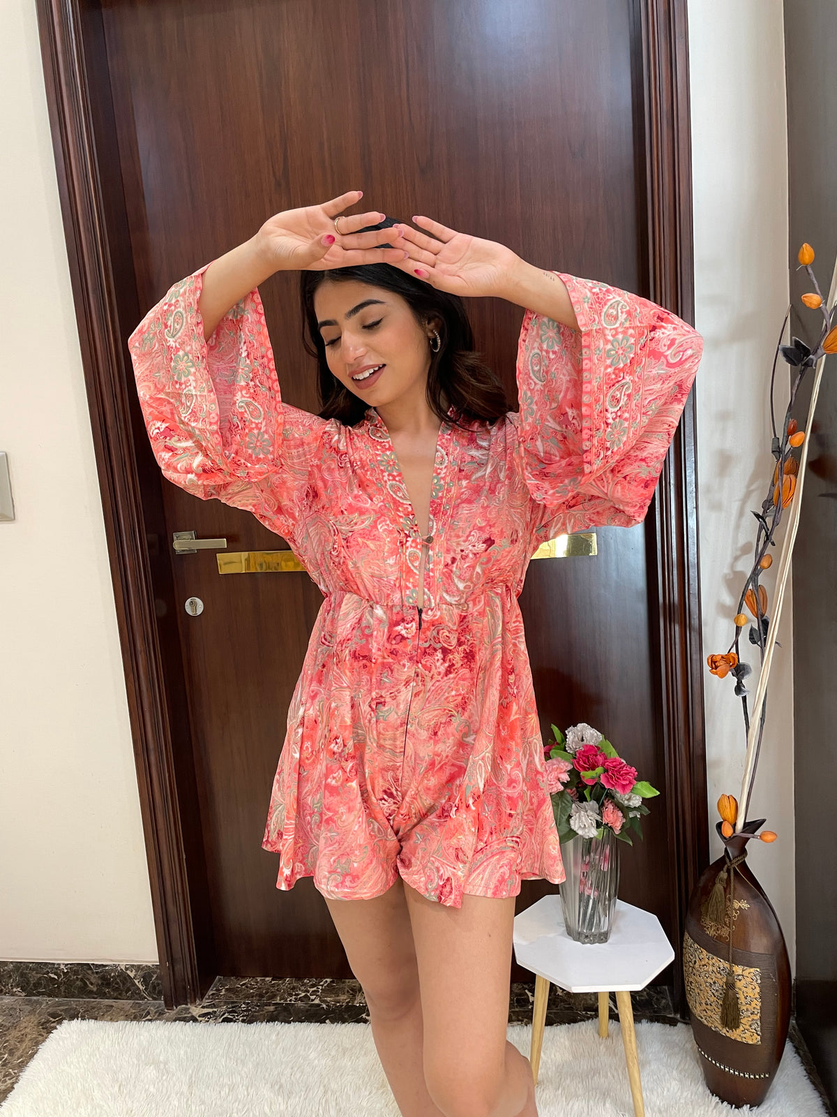 Lily Front Zip Boho Printed Romper
