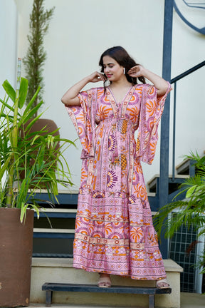 Bell Sleeves Boho Maxi Dress in Dusk Delight SmisingBee