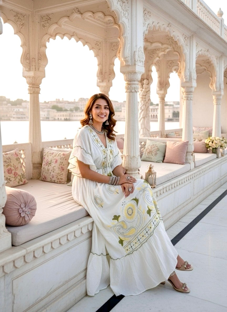 Ivory Wanderer Boho Maxi Dress