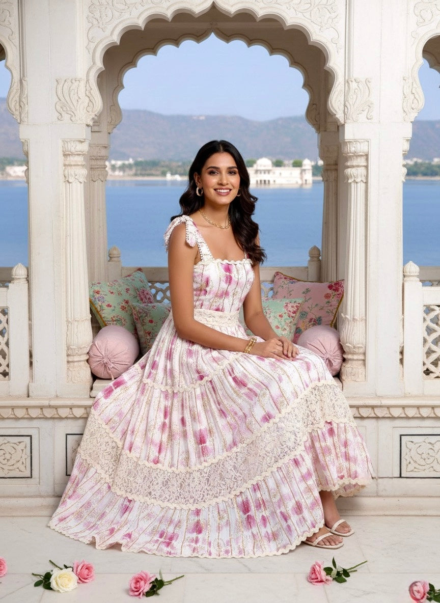 Tie-Dye Rose Reverie Boho Maxi Dress