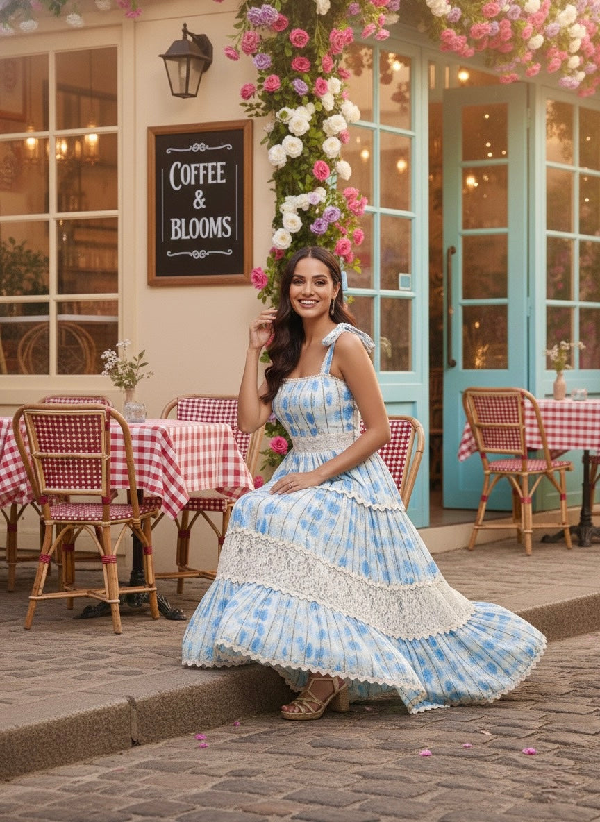 Tie-Dye  Ocean Whisper Boho Maxi Dress