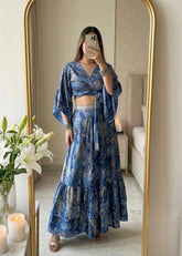 Wrap Top and Boho Printed Skirt Co-ord Set