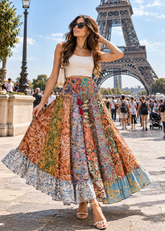 🔥Trending- Patch Work Boho Printed Skirt (Assorted prints)