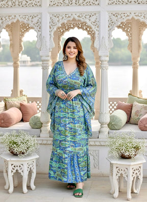 ⬆️Rising - Embroidery Neckline Boho Printed Maxi Dress