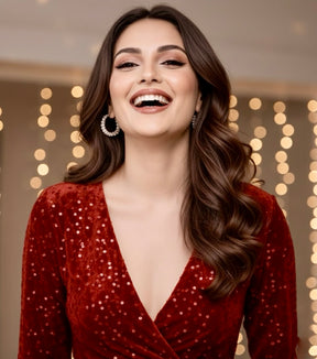 Red Sequin Party Wear Short Dress