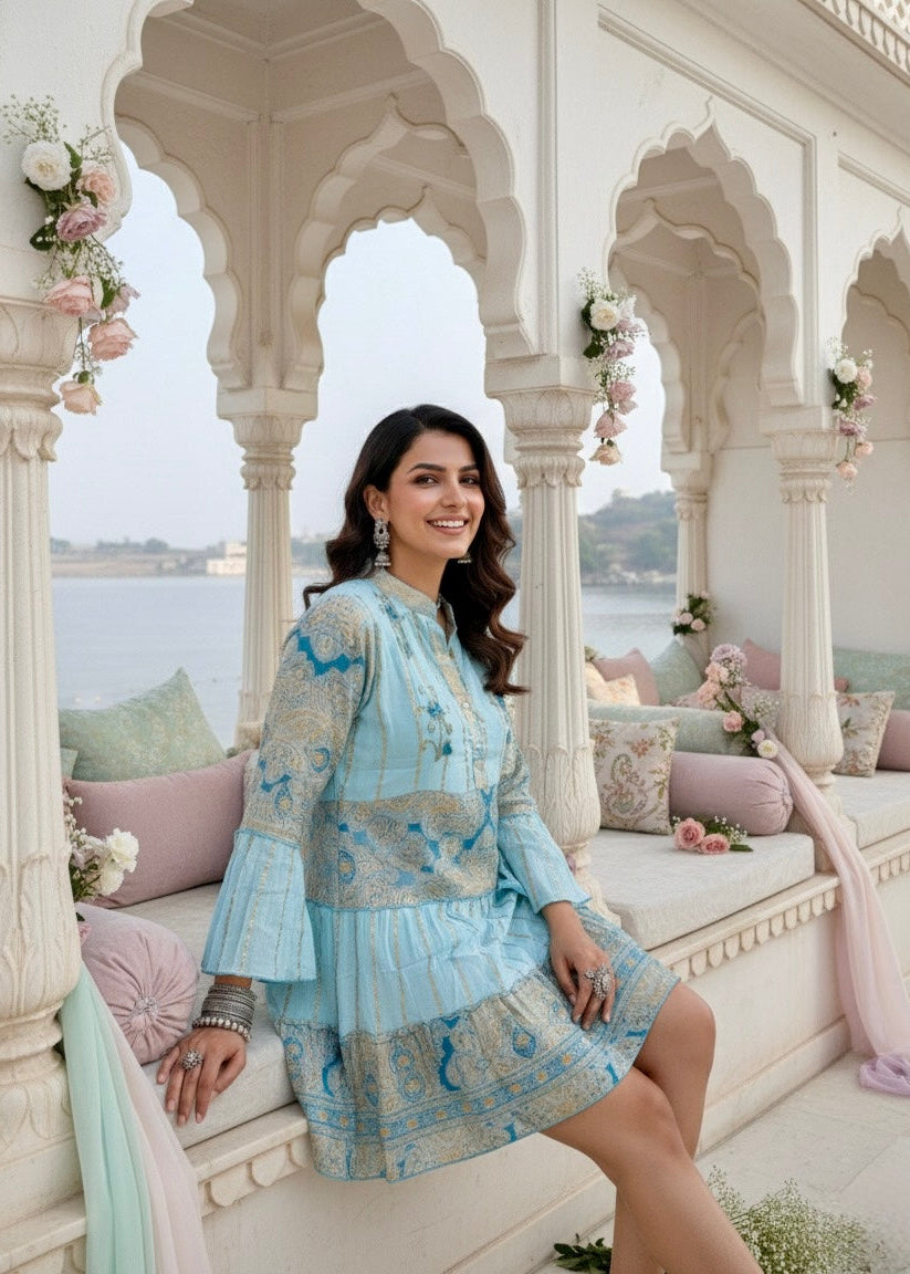 🔥Trending - Sky Dust Two Tone Shirt Dress