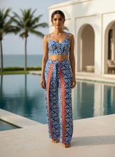 Boho Printed Wrap Trouser - Turquoise Temptation