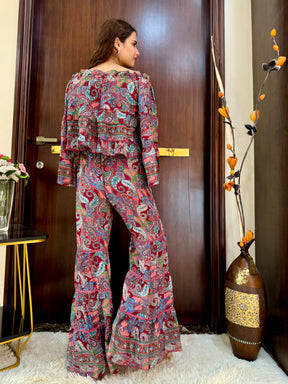Off- Shoulder Top and Multi Panel Palazzo  Coordinate Set