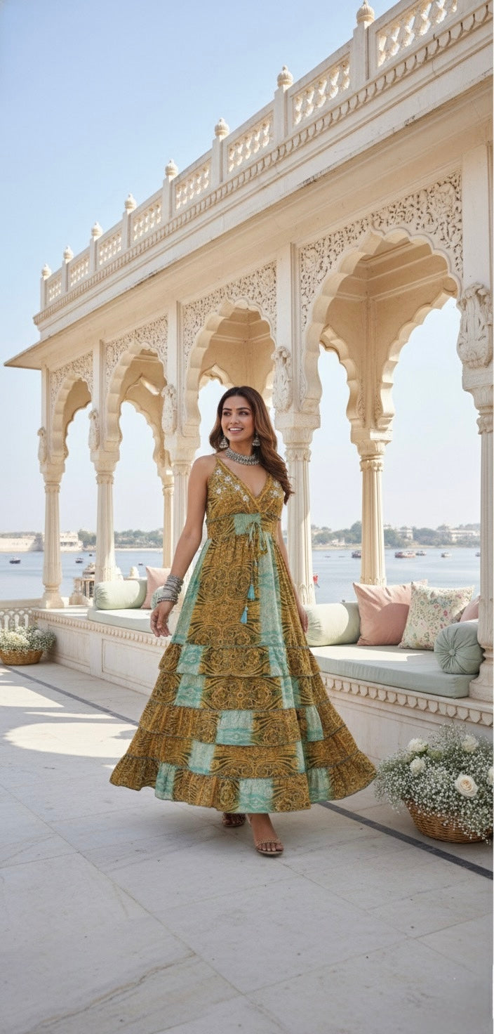 Double Drama Boho Maxi Dress - Blue