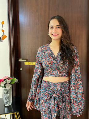 Boho Printed Wrap  Trouser - Multicolor