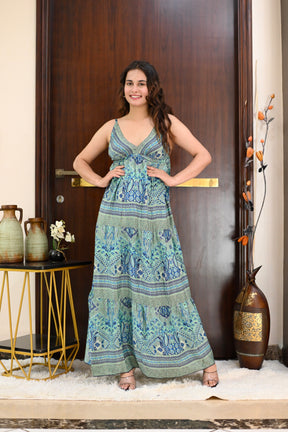 Multi Panel Boho Printed Maxi Dress - Seaside Fun