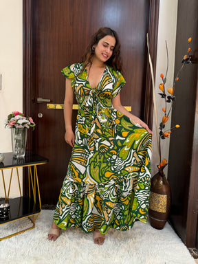 Tied-Up Wanderlust Maxi - Lime Lush
