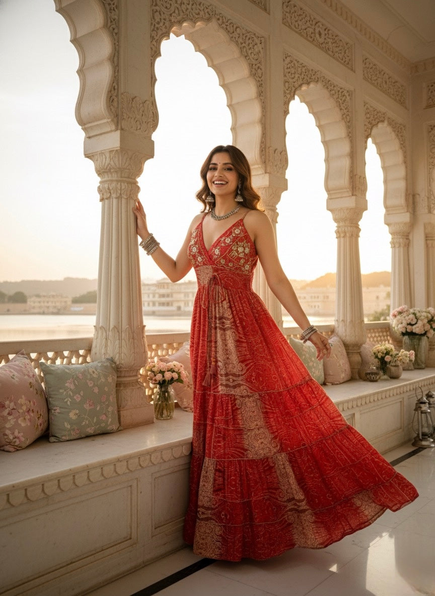 Slay in Red Boho Maxi Dress