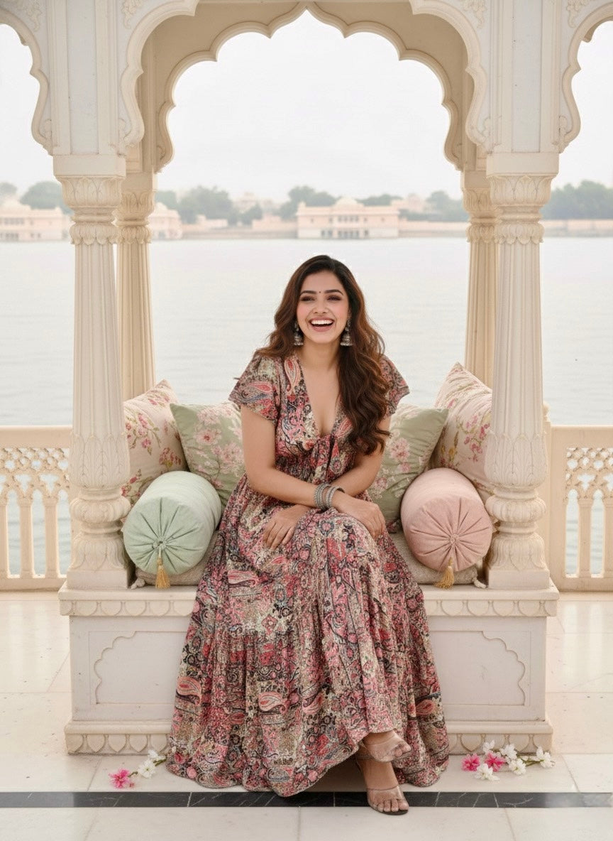 Tied-up Wanderlust Maxi Dress - Blush Bohemian