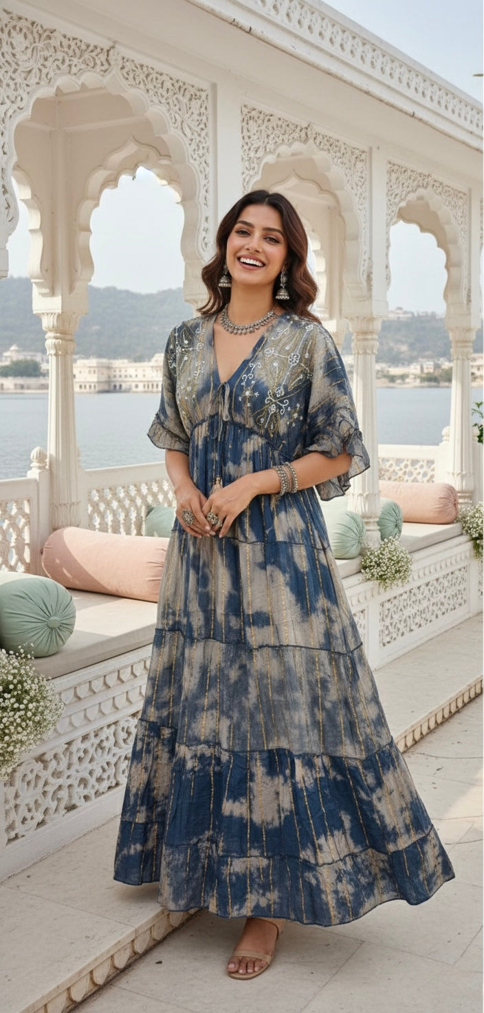 Two Shade Kaftan Maxi Dress