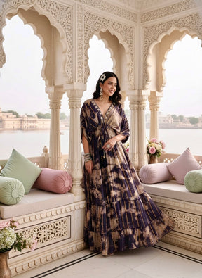 Balloon Pattern Embroidery Boho Printed Hand Work Maxi Dress - Golden Twilight