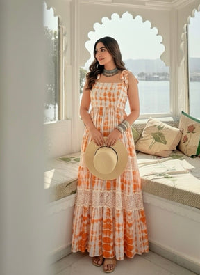 Tie-Dye Sunlit Bloom Boho Maxi Dress