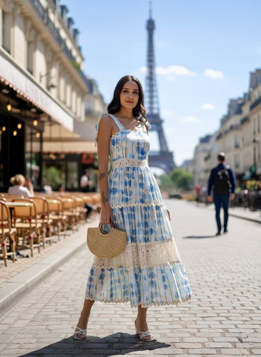 Tie-Dye  Ocean Whisper Boho Maxi Dress
